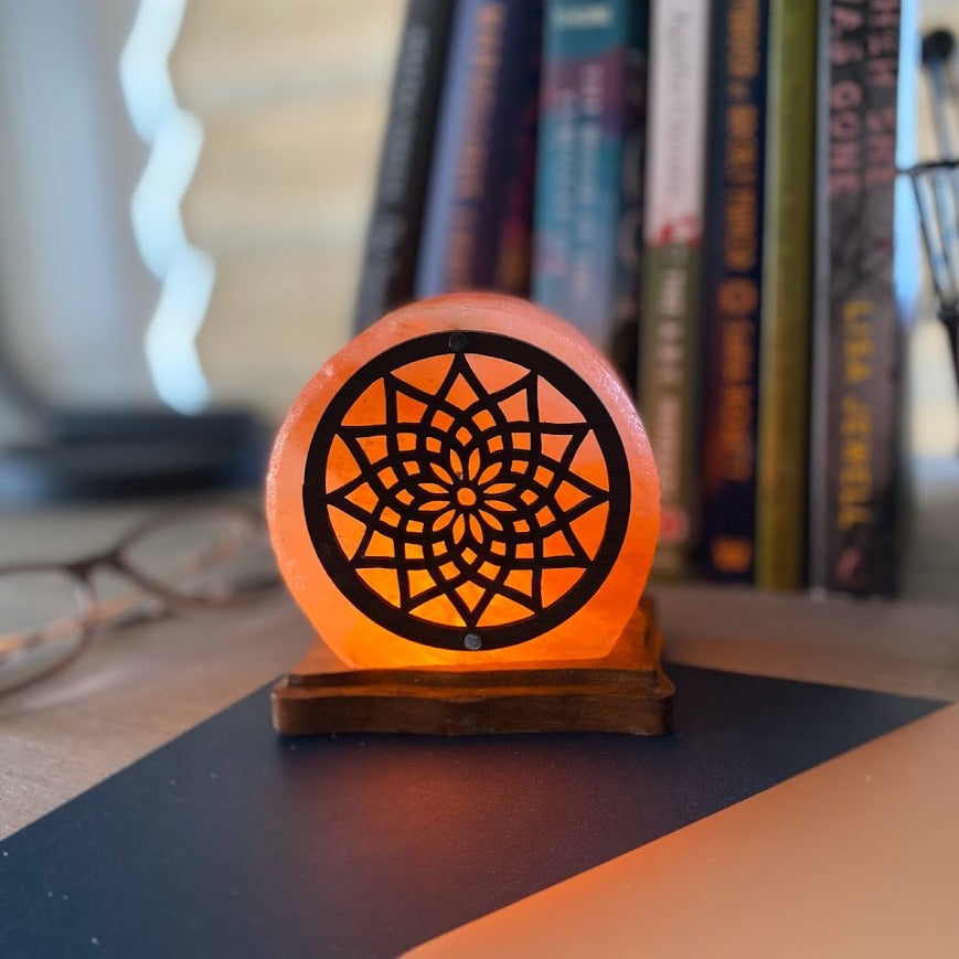 Mandala USB Himalayan Salt Lamp - Natural Air Purifier & Relaxing Night Light