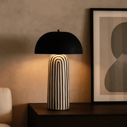 Striped Ceramic Table Lamp for Living Room, Bedroom, Home Decor, Modern Lighting