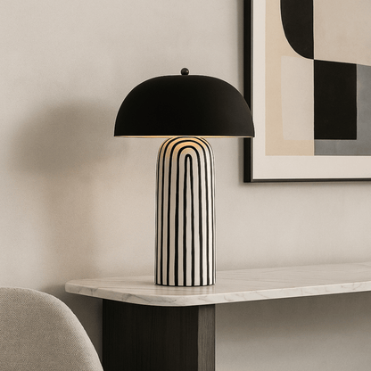 Striped Ceramic Table Lamp for Living Room, Bedroom, Home Decor, Modern Lighting