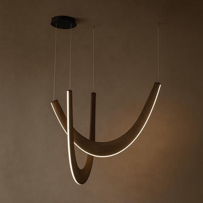 U-Shaped Wooden LED Pendant Light for Modern Home Lighting and Decor