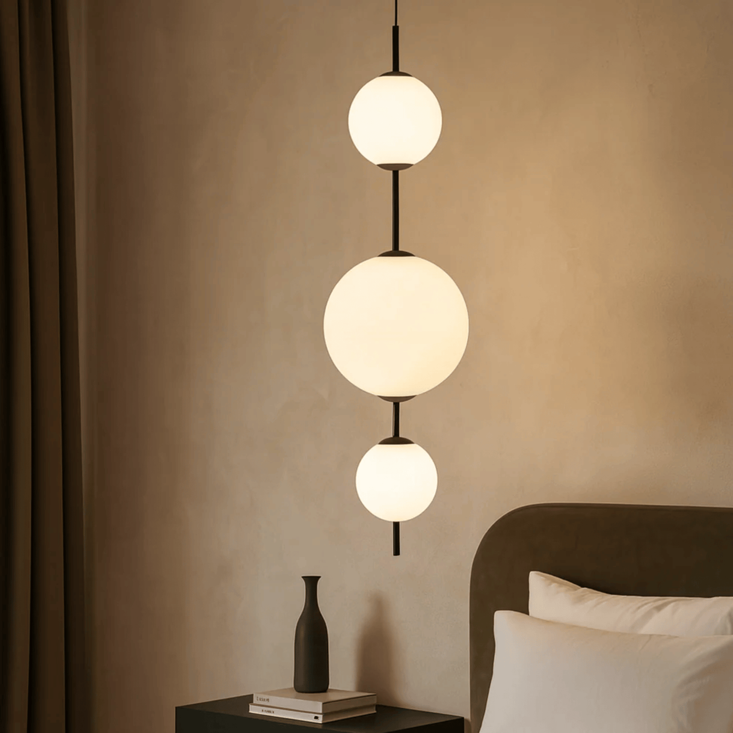 Modern White Glass Ball Pendant Light Fixture for Home, Kitchen, or Living Room Decor