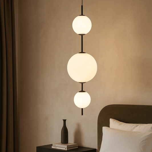 Modern White Glass Ball Pendant Light Fixture for Home, Kitchen, or Living Room Decor