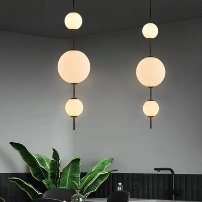Modern White Glass Ball Pendant Light Fixture for Home, Kitchen, or Living Room Decor