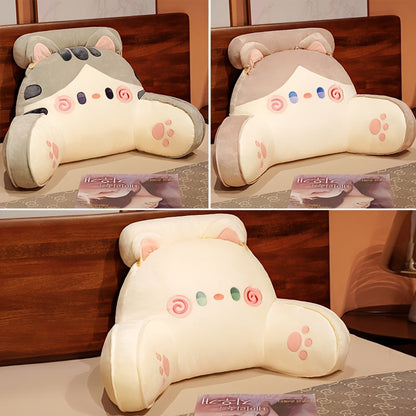 Cuddle Cushion Jumbo Cartoon Cat Plush Pillow - Thick Waist Support for Office, Car, Sofa - Cozy Gray