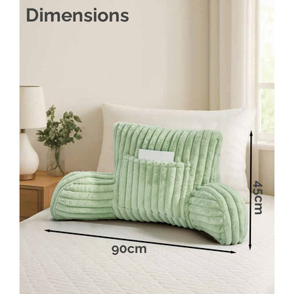 Cuddle Cushion - Faux Fur Ribbed Reading Chair Pillow with Arms for Sofa, Gaming & Relaxing Comfort