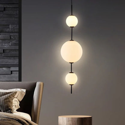 Modern White Glass Ball Pendant Light Fixture for Home, Kitchen, or Living Room Decor