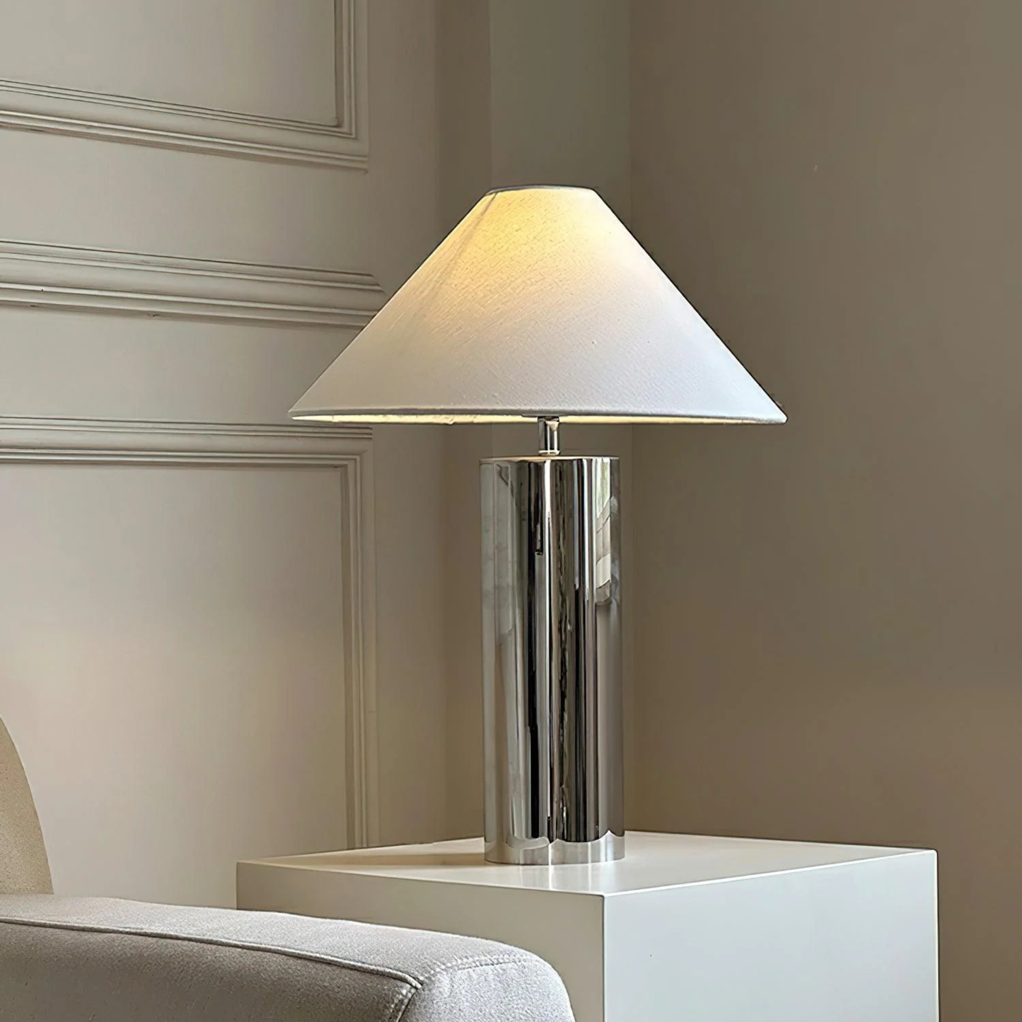 Stainless Steel Modern Table Lamp for Living Room, Bedroom, and Office Lighting