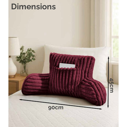 Cuddle Cushion - Faux Fur Ribbed Reading Chair Pillow with Arms for Sofa, Gaming & Relaxing Comfort