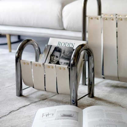 Leather Magazine Rack Holder for Home, Office, Stylish Storage Solution, Modern Design