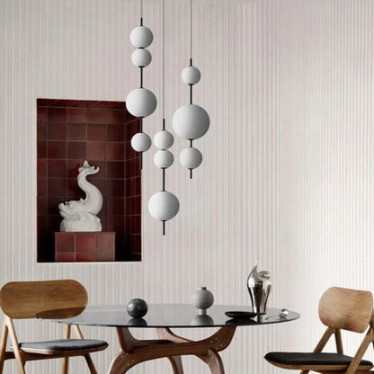 Modern White Glass Ball Pendant Light Fixture for Home, Kitchen, or Living Room Decor