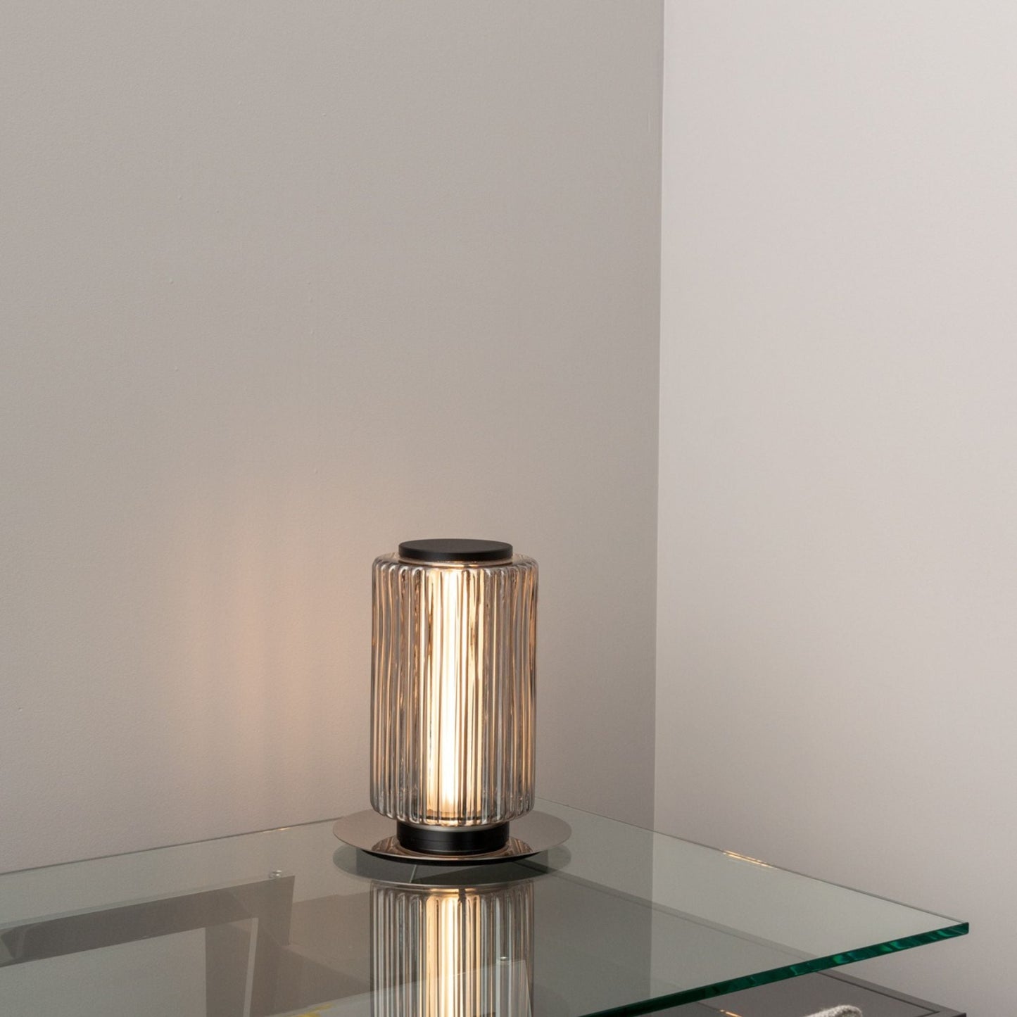 Modern Grey Glass Table Lamp for Living Room, Bedroom & Office - Stylish Home Lighting