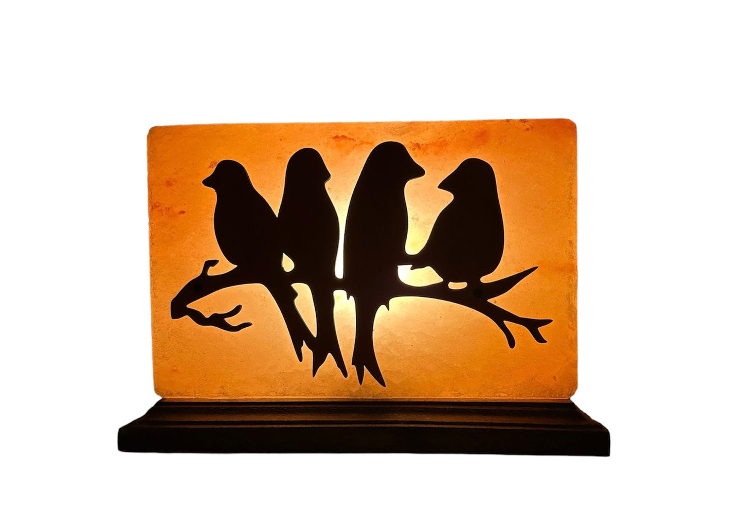Himalayan Salt Lamp with Bird Figurines on Branch - Natural Home Decor & Relaxation Light
