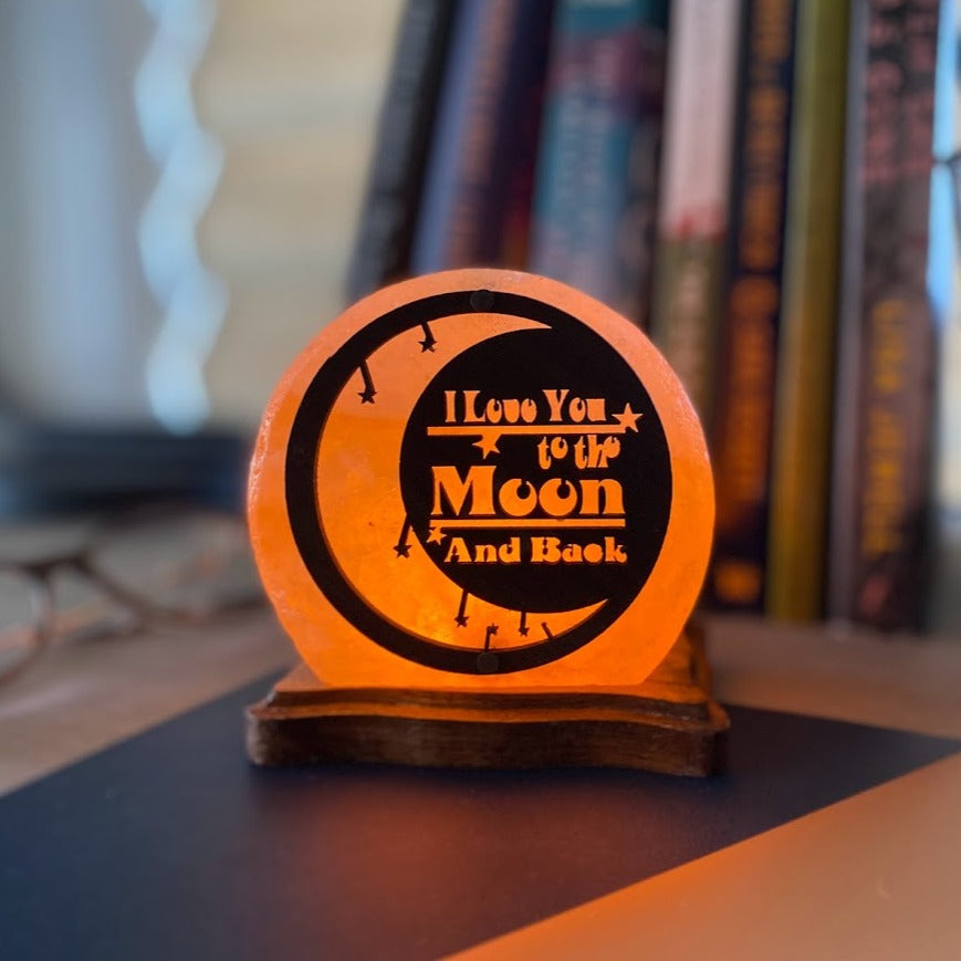 I Love You To The Moon And Back Mini USB Himalayan Salt Lamp - Night Light & Home Decor