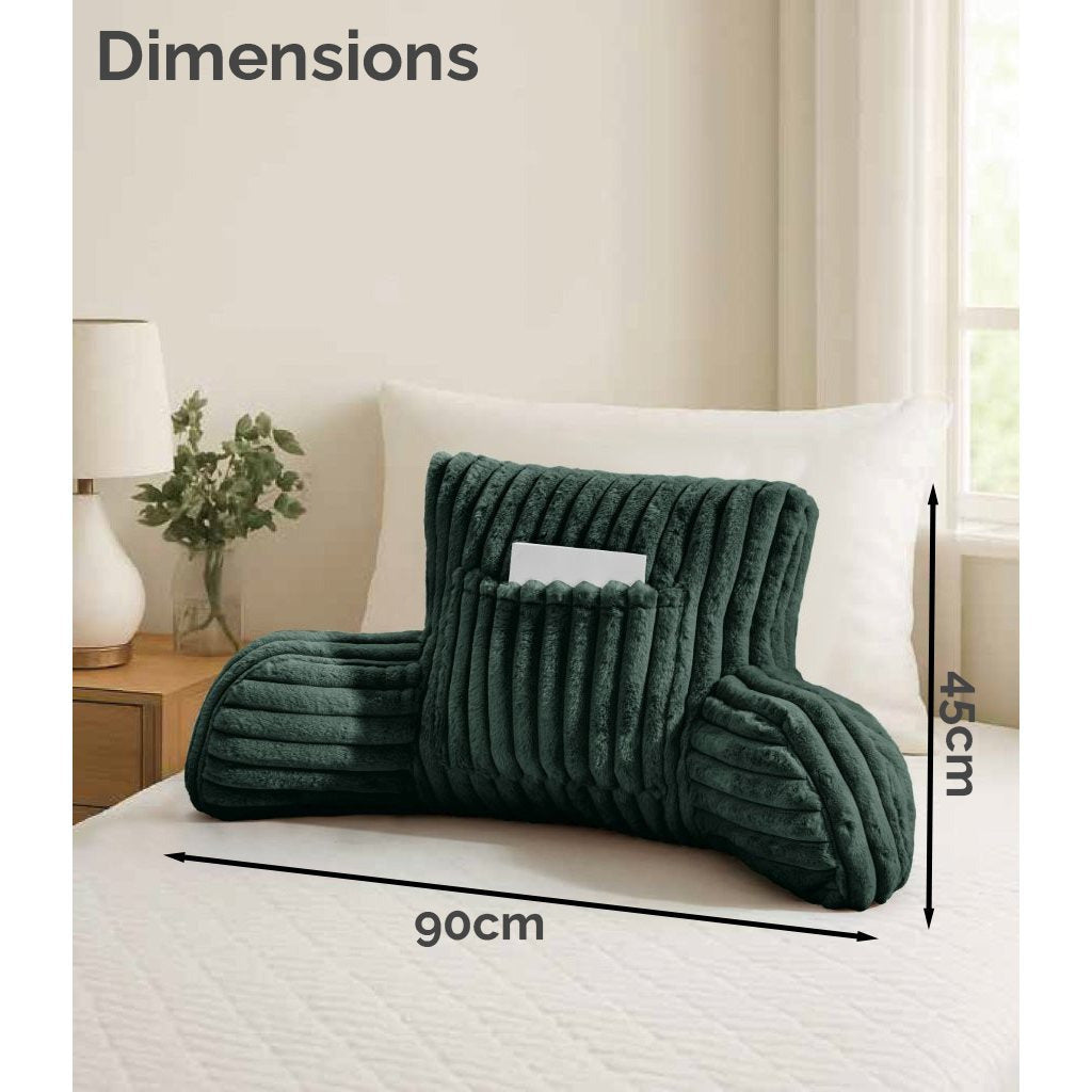 Cuddle Cushion - Faux Fur Ribbed Reading Chair Pillow with Arms for Sofa, Gaming & Relaxing Comfort