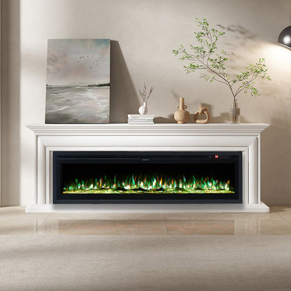 Recessed Electric Fireplace 40/50/60 Inch with LED Flame, Adjustable Thermostat & Overheat Protection