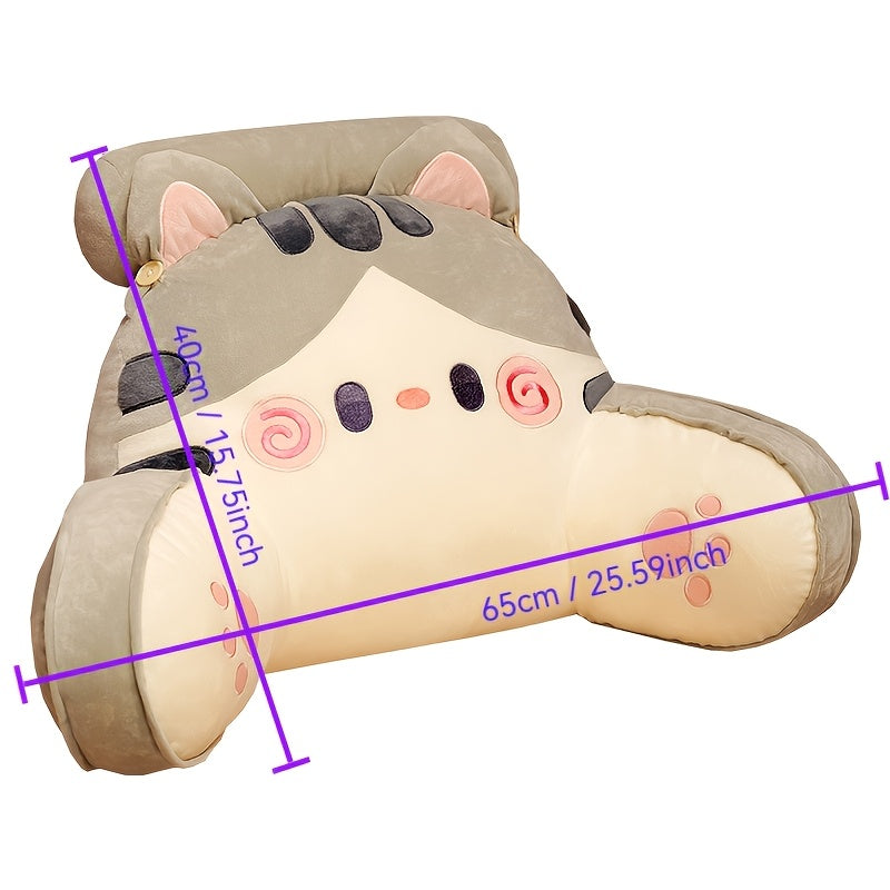 Cuddle Cushion Jumbo Cartoon Cat Plush Pillow - Thick Waist Support for Office, Car, Sofa - Cozy Gray