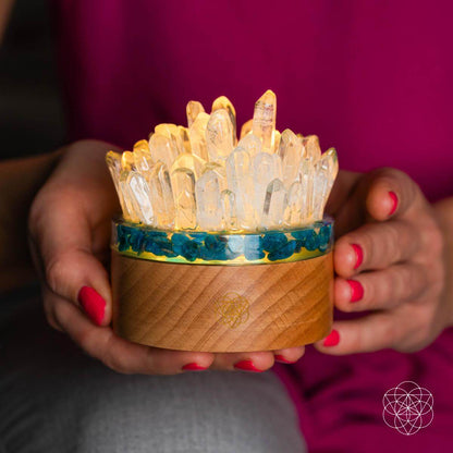 Quartz & Apatite Night Lamp for Confidence and Positive Energy - Healing Crystal Decor