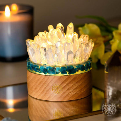 Quartz & Apatite Night Lamp for Confidence and Positive Energy - Healing Crystal Decor