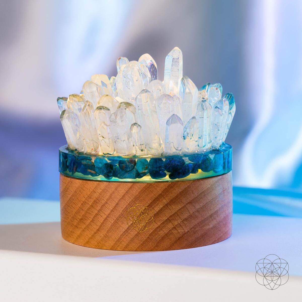 Quartz & Apatite Night Lamp for Confidence and Positive Energy - Healing Crystal Decor