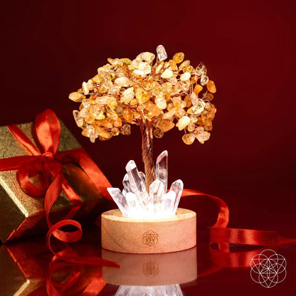Citrine Tree Night Lamp - Golden Wealth Decor for Home and Office, Feng Shui Gift
