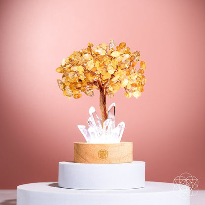 Citrine Tree Night Lamp - Golden Wealth Decor for Home and Office, Feng Shui Gift