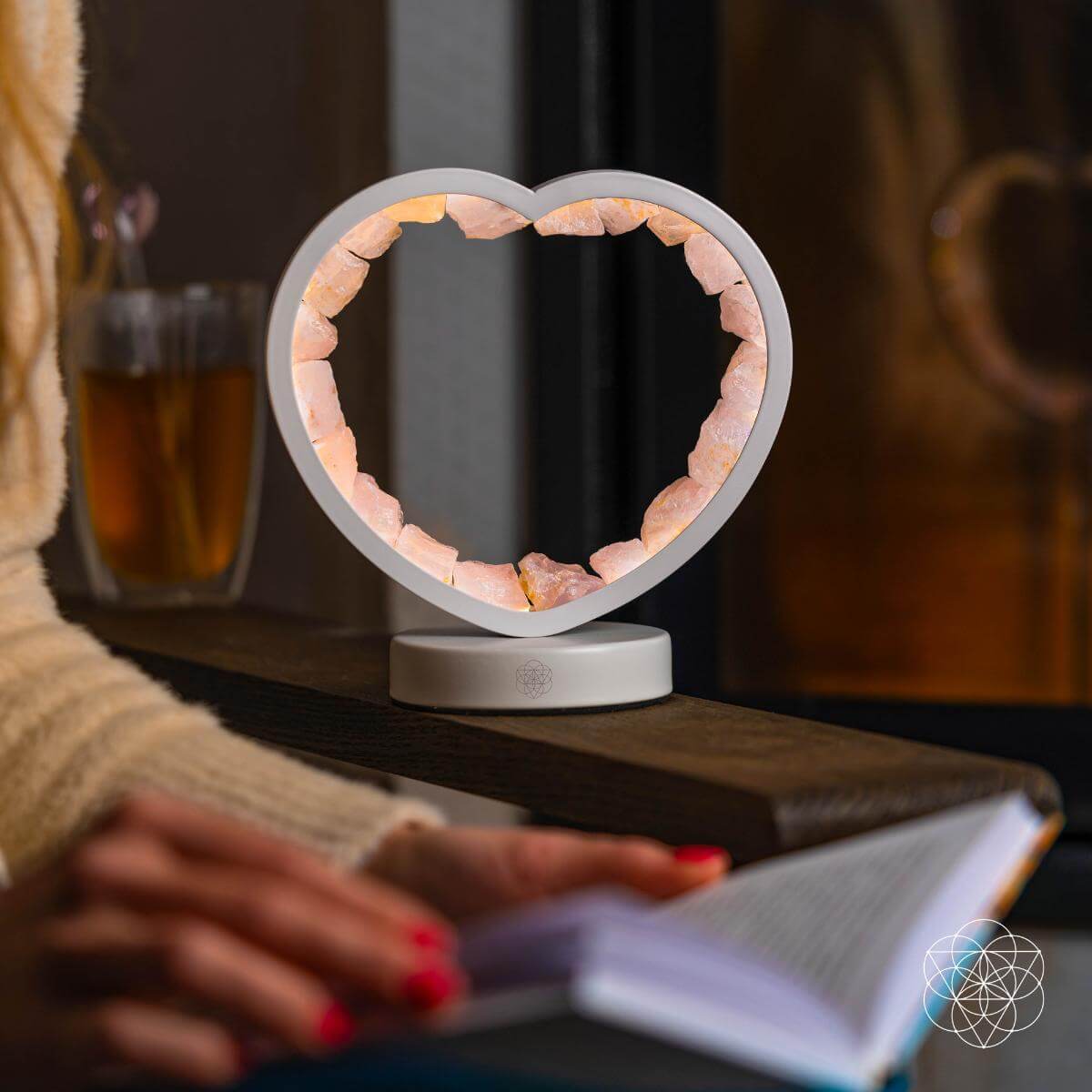Rose Quartz Heart Night Lamp - Healing Crystal Love Magnet for Home Decor