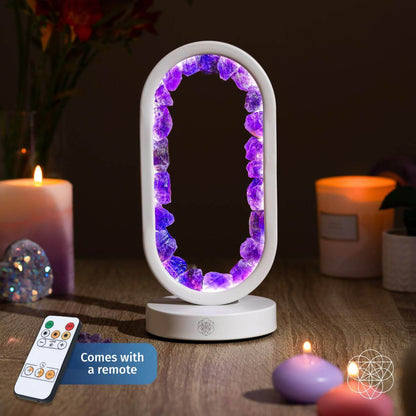 Amethyst Night Lamp for Stress Relief and Relaxation - Healing Crystal Light